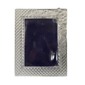 VTG 3D Clear Glass Floral Picture Frame 7.5"x9.5" Blue Felt Back Home Decor